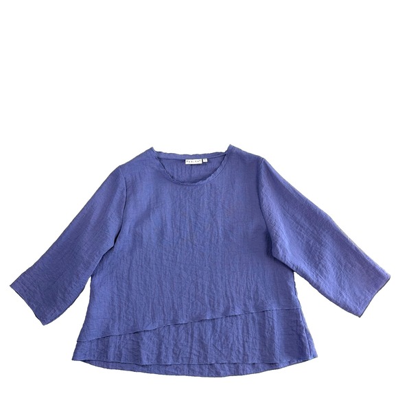 Habitat Womens Faux Layered Top Purple Size M Lagenlook Artsy Coastal Boho Boxy - Picture 4 of 7